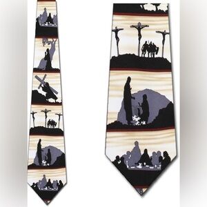Eagles Wings Easter Jesus Religious Tan Silk Neck Tie Cross